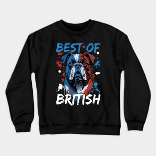 Bulldog Majesty : Best of British Pride - Colorful Red, White, and Blue Design Crewneck Sweatshirt